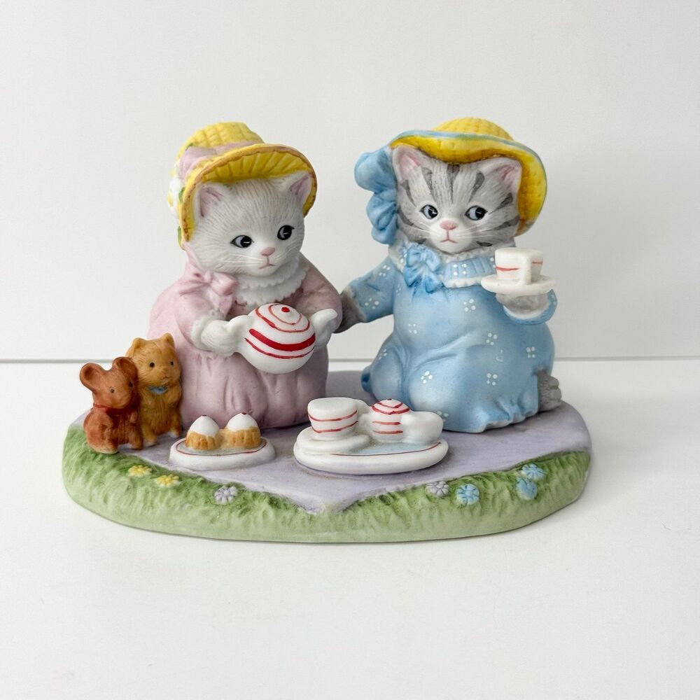 1991 Schmid Kitty Cucumber Priscilla Figurine Playtime Tea Party Picnic